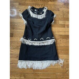 Vintage Edith Flagg/Reeds Black Dress Beaded Fringe Flapper Movement No Size